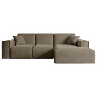 ECKSOFA Ottomane Rechts SERRA-L - 266x165x73 cm Braun Velours - Schwarz/Braun, Holzwerkstoff/Kunststoff (266/165cm) - ALTDECOR