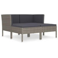 GARTEN-LOUNGE-SET 4-teilig Mit Auflagen Poly Rattan Grau - Anthrazit/Grau, Kunststoff/Textil - vidaXL
