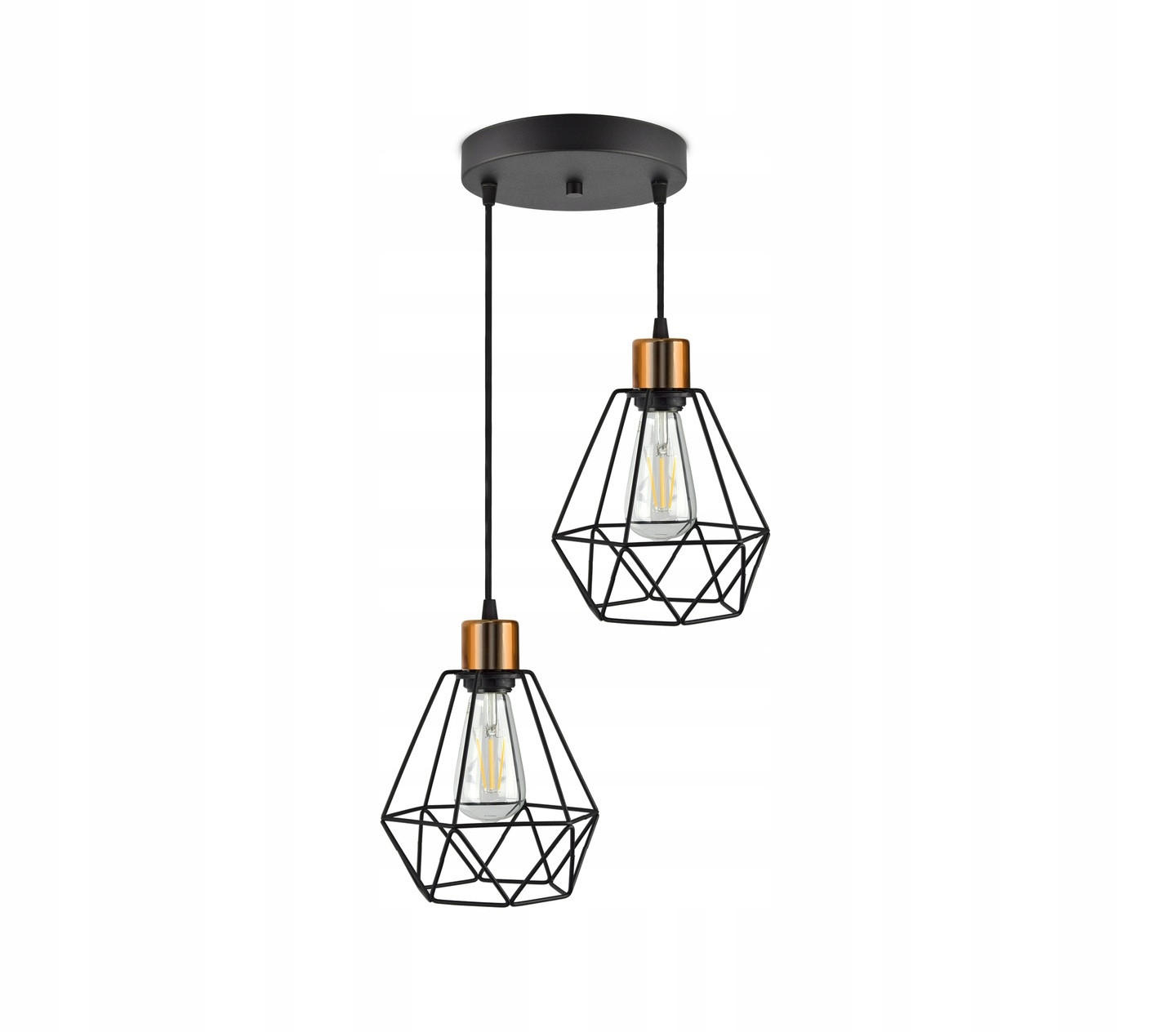 PENDELLEUCHTE EDISON II - Goldfarben/Schwarz, Metall (35/35/100cm) - kiki design