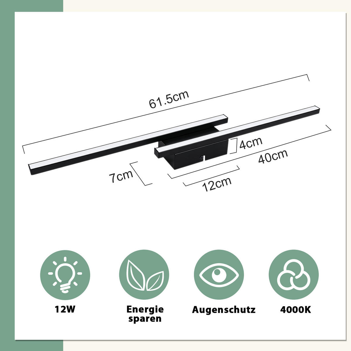 LED DECKENLEUCHTE Krythyn 61.5/7/5 cm - Schwarz, Kunststoff/Metall (61.5/7/5cm) - ZMH