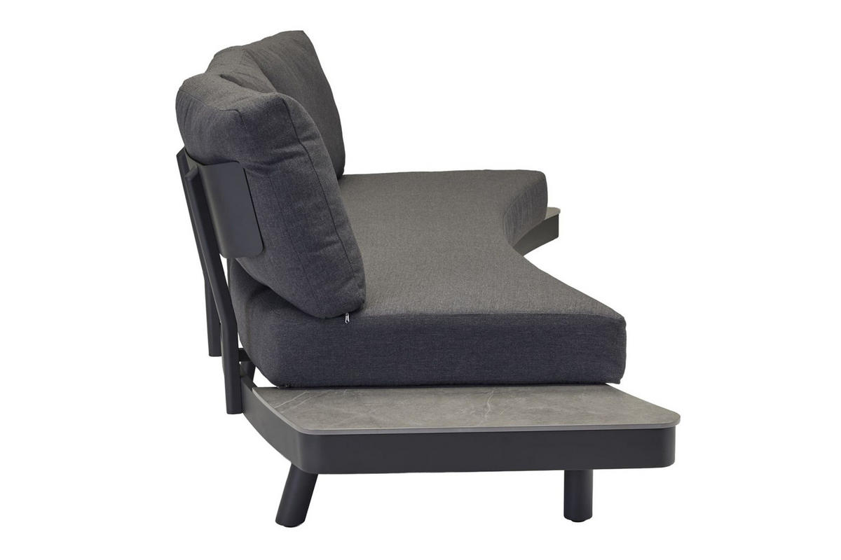 LOUNGESOFA Madison 258x94x74 cm, Anthrazit, Keramik - Anthrazit/Grau, Keramik/Metall (258/74/94cm) - dasmöbelwerk