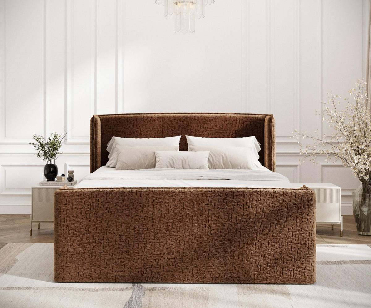 BOXSPRINGBETT Freeland Kupfer 140/200 cm mit Matratze und Topper - Schwarz/Kupferfarben, Holz/Holzwerkstoff (140/200cm) - Maison de Reve