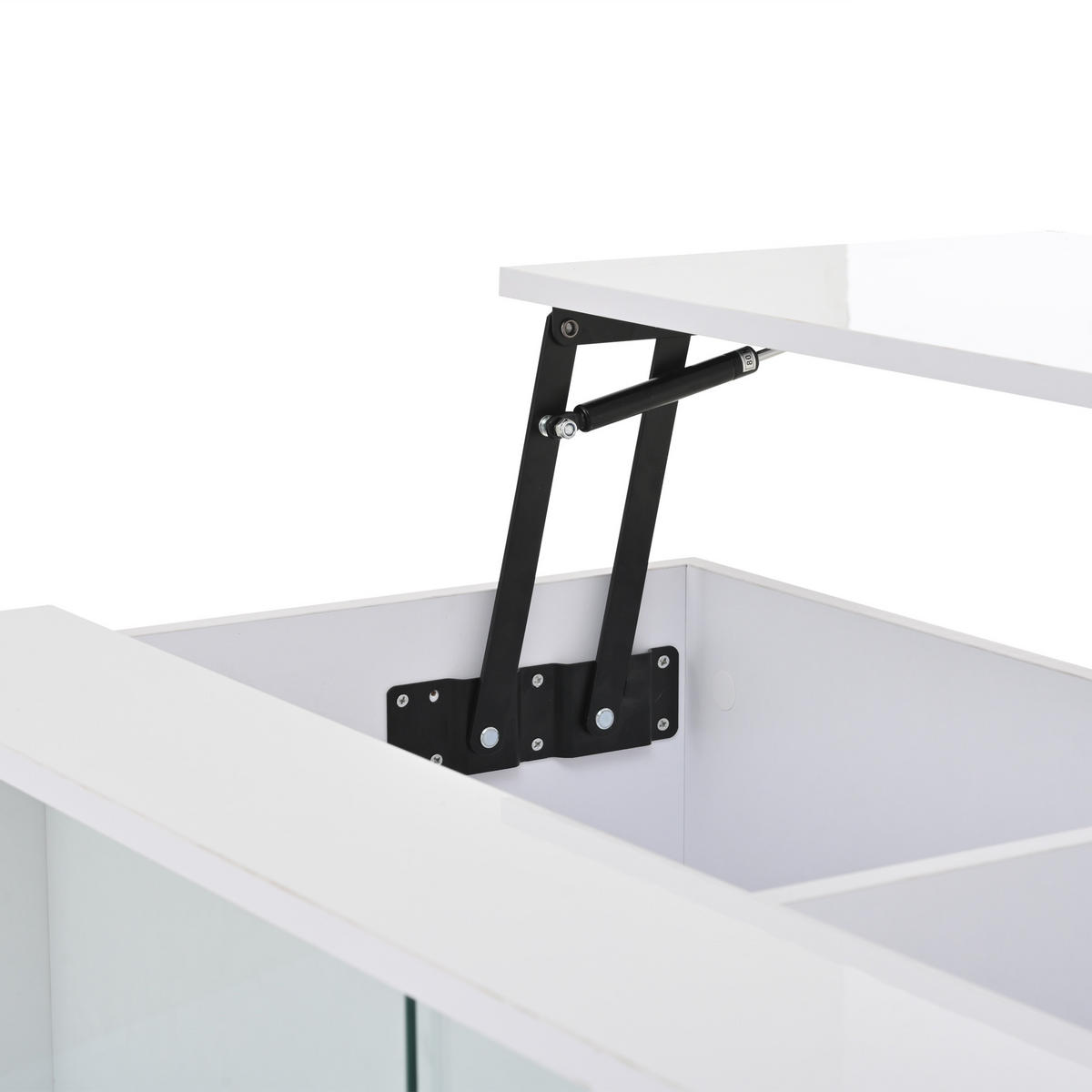 COUCHTISCH 105 / 50 / 43 cm höhenverstellbar mit LED-Beleuchtung und Stauraum - Weiß, Holzwerkstoff (105/50/43cm) - OKWISH