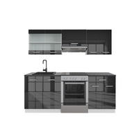 KÜCHENZEILE R-Line Anthrazit Hochglanz/Weiß 200 cm ohne AP - Anthrazit/Weiß, Holzwerkstoff (200/81.6/46cm) - Vicco