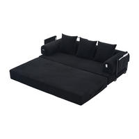 SCHLAFSOFA, Modulares Tagesbett mit Metallgestell, Klappbares Bodensofa Cordstoff, Schwarz - Schwarz, Textil (94/67/200cm) - LVHOM
