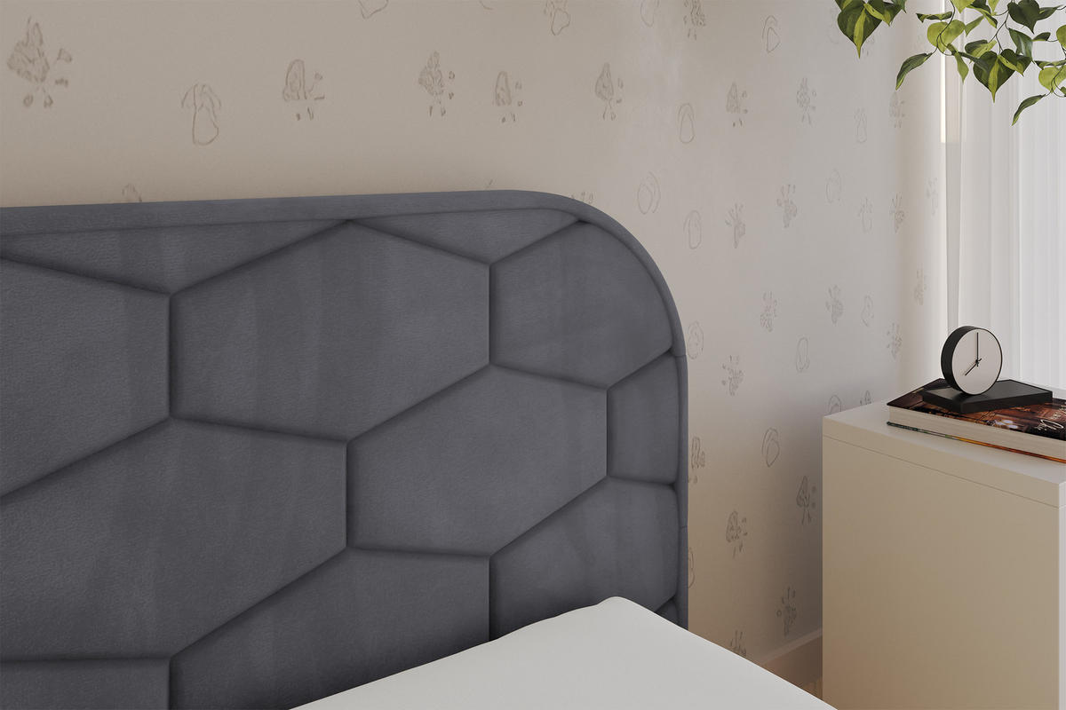 EINZELLBETT Jugendbett mit Bettkasten und Matratze H3/H4, Links - JAXY 90x200 Dunkelgrau - Dunkelgrau, Holzwerkstoff/Textil (90/200cm) - ALTDECOR
