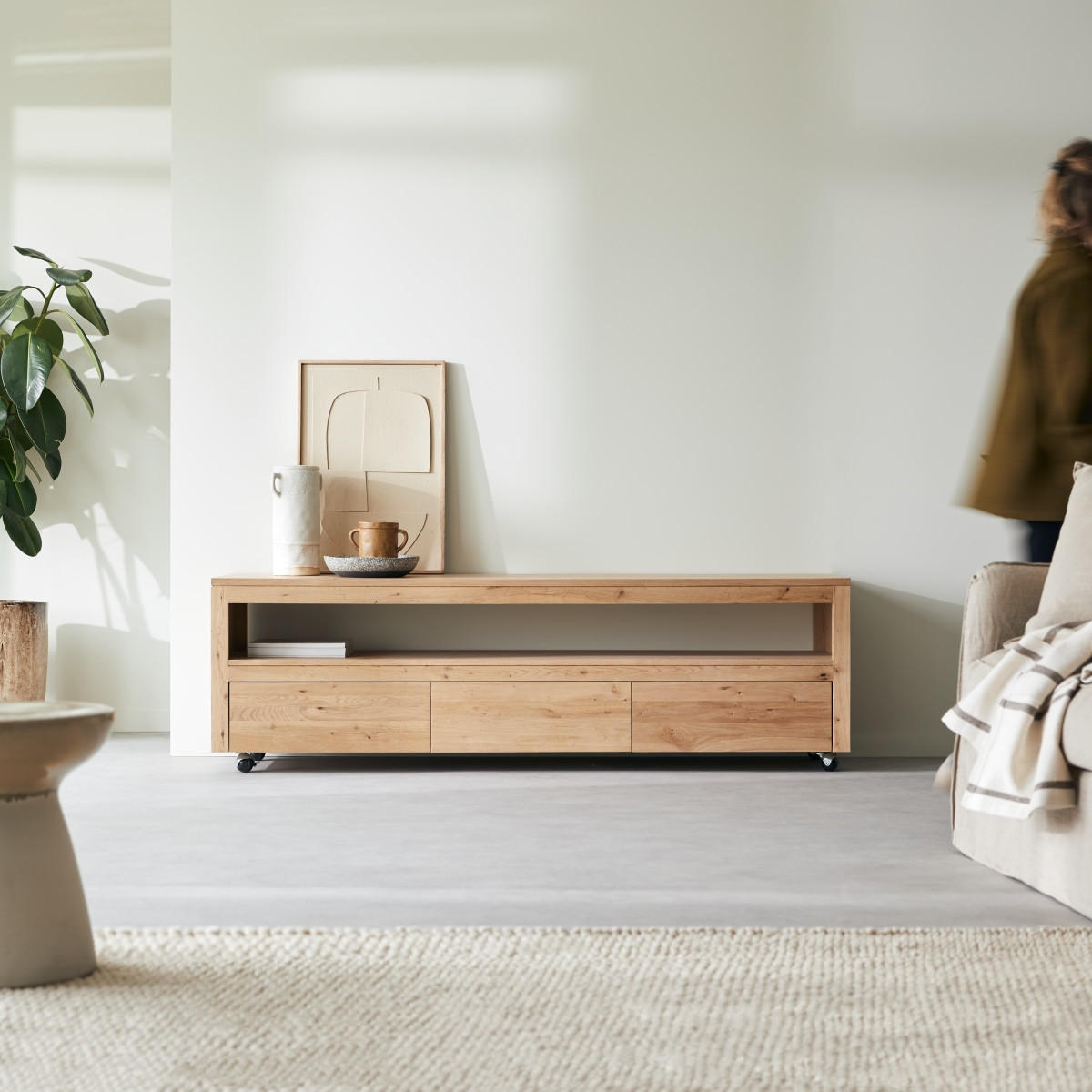 TV-SCHRANK Anoa Natur aus Eiche - Naturfarben, Holz (180/55/45cm) - Tikamoon