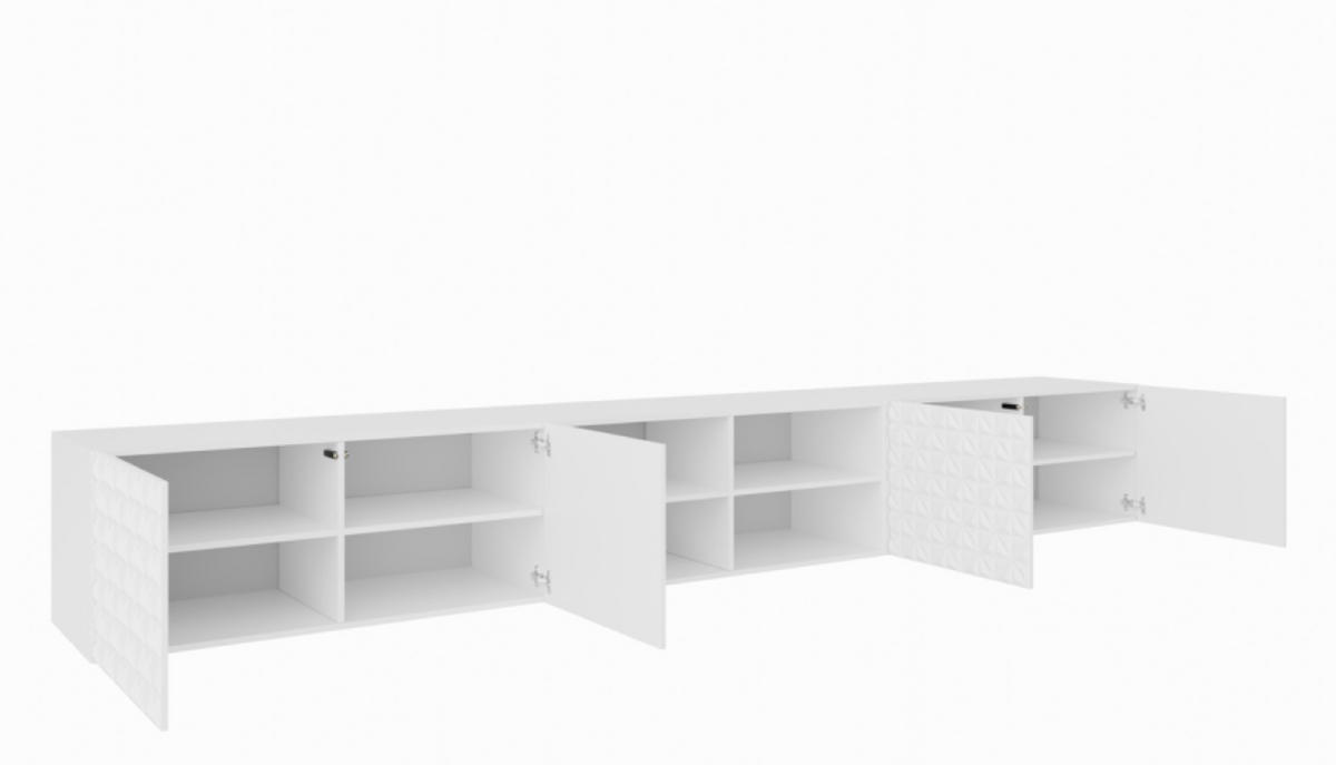 TV-SCHRANK Weiß ALI Offene Fächer Dekorative Fronten 300 cm - Weiß, Holzwerkstoff (300/41/40cm) - Sepro Meble
