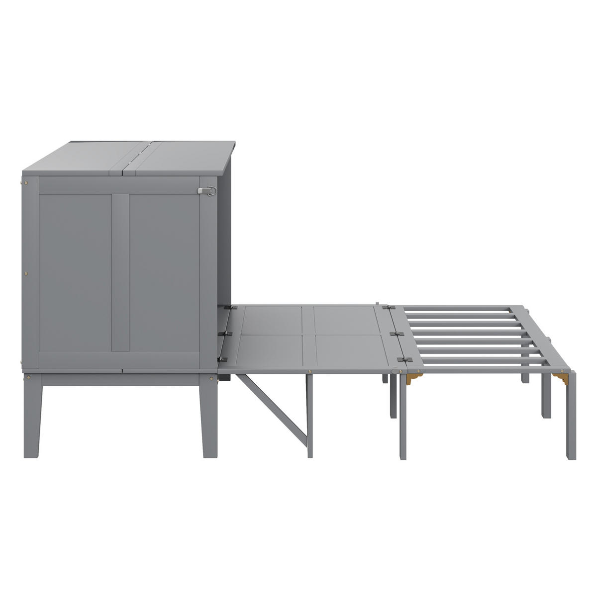 SCHRANKBETT 140/200 cm grau mit Lattenrost und Hochschrank-Design - Grau, Holz (140/200cm) - OKWISH