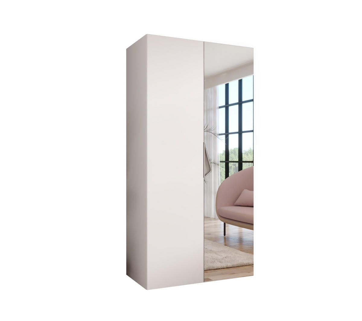 DREHTÜRENSCHRANK 202/100/52 2-türig - Beige/Weiß, Holz/Metall (100/202/52cm) - Abiks Möbel