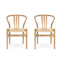 STUHL-SET 2 Stück in Rattan / Eiche Wildeiche - Braun, Holz/Papier (52/78/58cm) - Furnhouse
