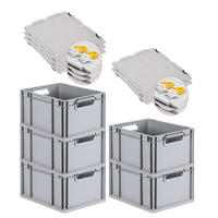 EUROBOX 5x Nextgen Economy Mit Scharnierdeckel Grau/Gelb Griffe Offen 20 Liter - Gelb, Kunststoff (30/22/40cm) - PROREGAL