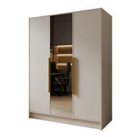 DREHTÜRENSCHRANK RENVO 150/200/51 cm Modern Kleiderschrank 3-türig mit Spiegel Kaschmir - Kaschmir, Holzwerkstoff (150/200/51cm) - MASSENO