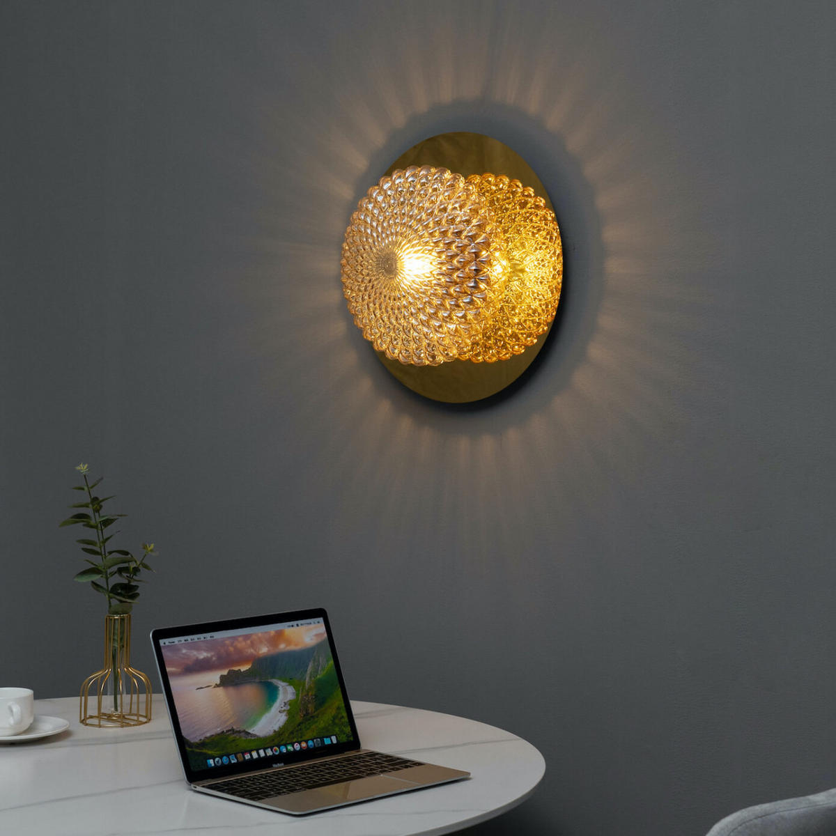 WANDLEUCHTE Matera, Bernstein und Gold, 17.5cm - Goldfarben, Glas (40/17.5/17cm) - KOSILUM