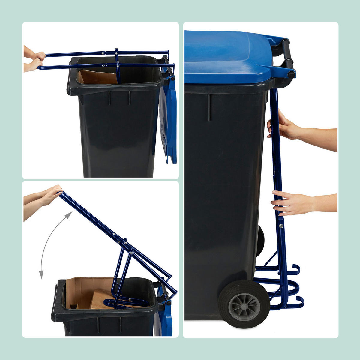 MÜLLPRESSE - Blau, Metall (33/39/95cm) - Relaxdays