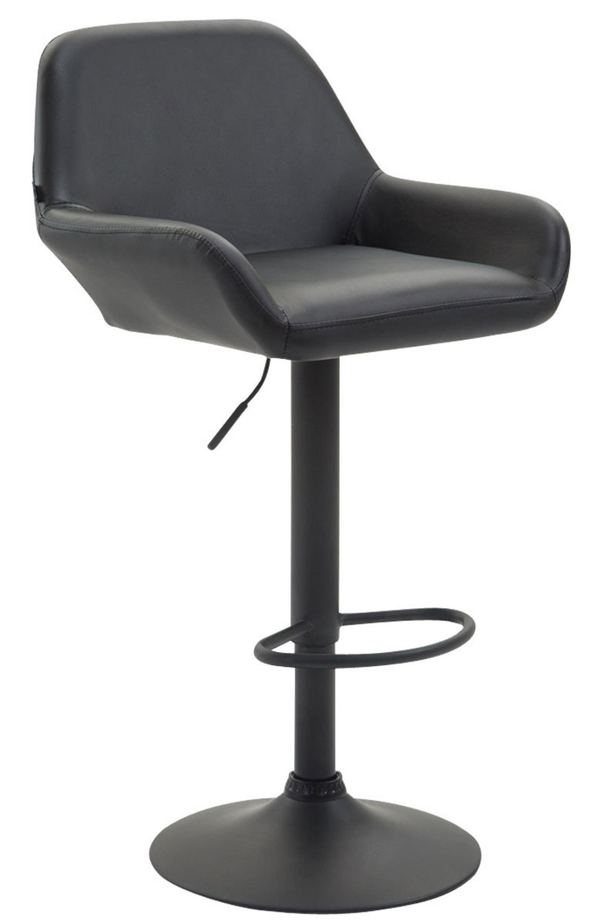 BARHOCKER DUBLIN Schwarz Kunstleder Schwarz - Schwarz, Leder/Metall (51/89/52cm) - DELUKE