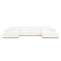 PANORAMASOFA Jodie aus Boucle beige 6 Sitzplätze - Beige, Textil (166/70/364cm) - Micadoni