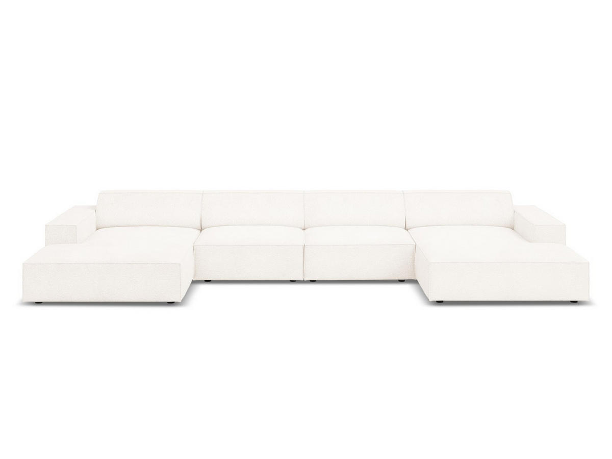 PANORAMASOFA Jodie aus Boucle beige 6 Sitzplätze - Beige, Textil (166/70/364cm) - Micadoni
