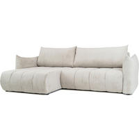 ECKSOFA Liv mit Schlaffunktion & Bettkasten in Cordstoff Creme, Universell 260/154/86 cm - Creme/Schwarz, Kunststoff/Textil (260/154cm) - WFL GROUP