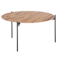 COUCHTISCH - Eiche massiv / Metall - Eiche / Schwarz - Eichefarben/Schwarz, Holz/Metall (74/74/38cm) - home24