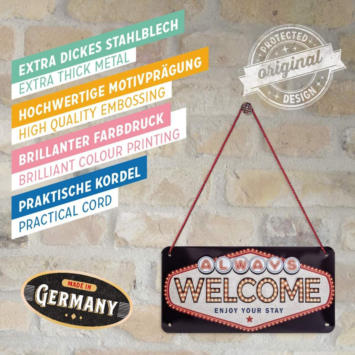 HÄNGESCHILD 10/20 cm Achtung Free Wi-Fi - Multicolor, Metall (20/10/0.2cm) - Nostalgic-Art