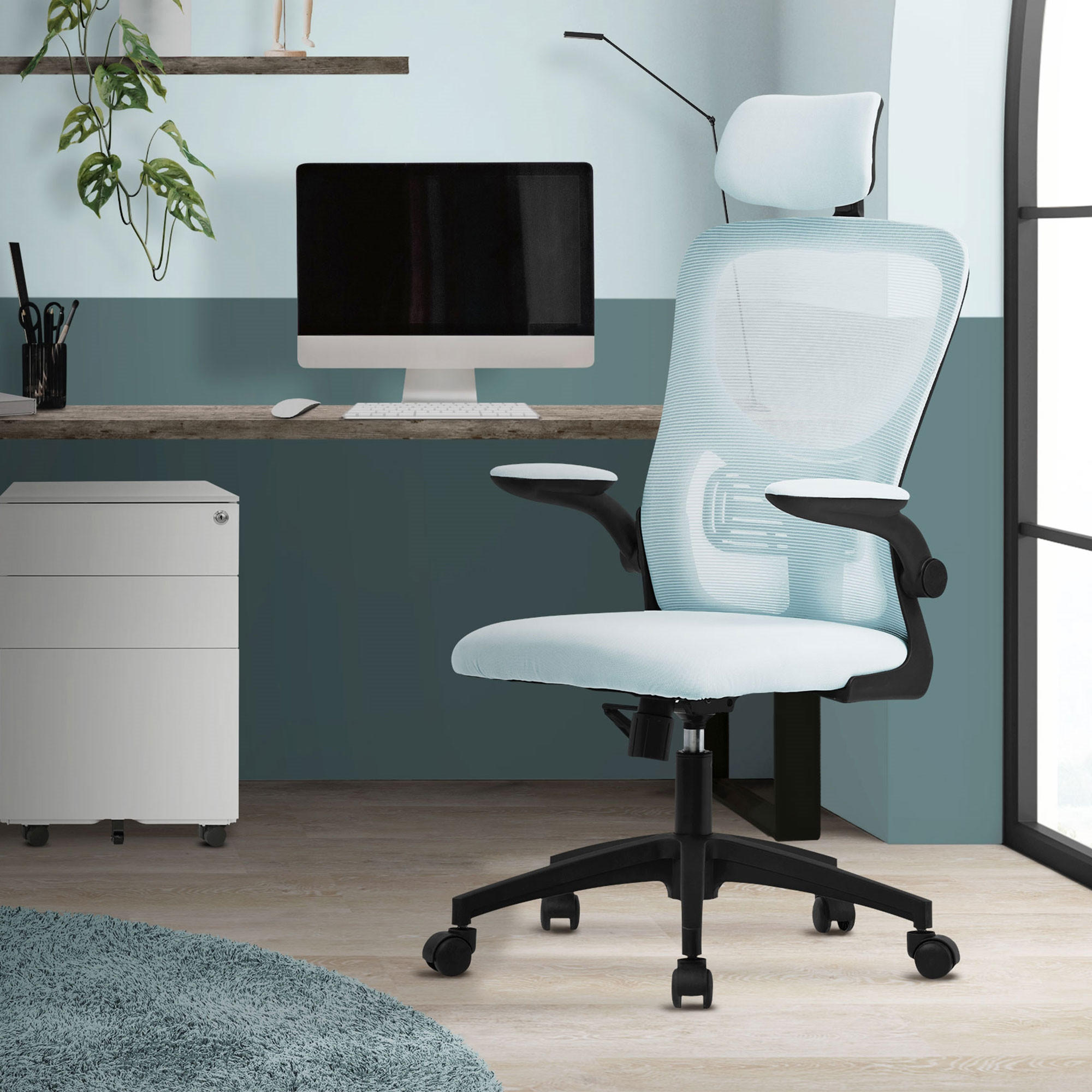 SCHREIBTISCHSTUHL Ergonomic blau - Blau, Kunststoff (60.5/121/60cm) - ML-DESIGN