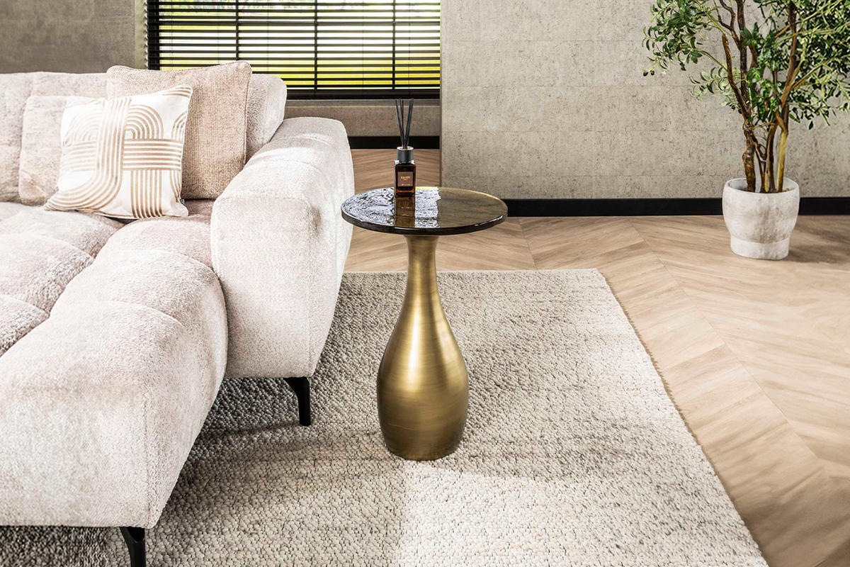 BEISTELLTISCH MOKKA Gold Glas - Goldfarben, Glas/Metall (40/40/60cm) - KAWOLA