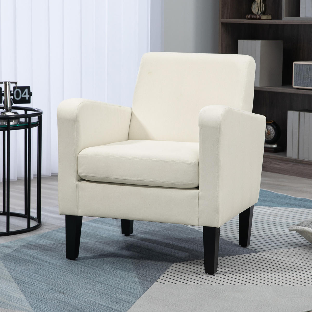 SESSEL mit Rückenlehne, abgerundeten Armlehnen Gepolstert Loungesessel Cremeweiß - Beige, Textil (72/74/66cm) - HOMCOM