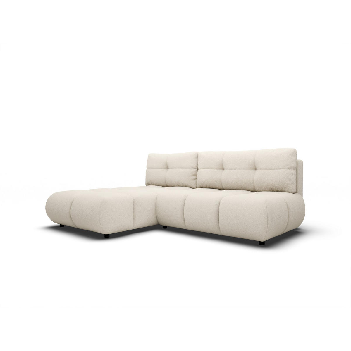 ECKSOFA CORSO L-S Beige Boucle-Stoff mit Schlaffunktion - Beige, Holz (230/177cm) - MASSENO