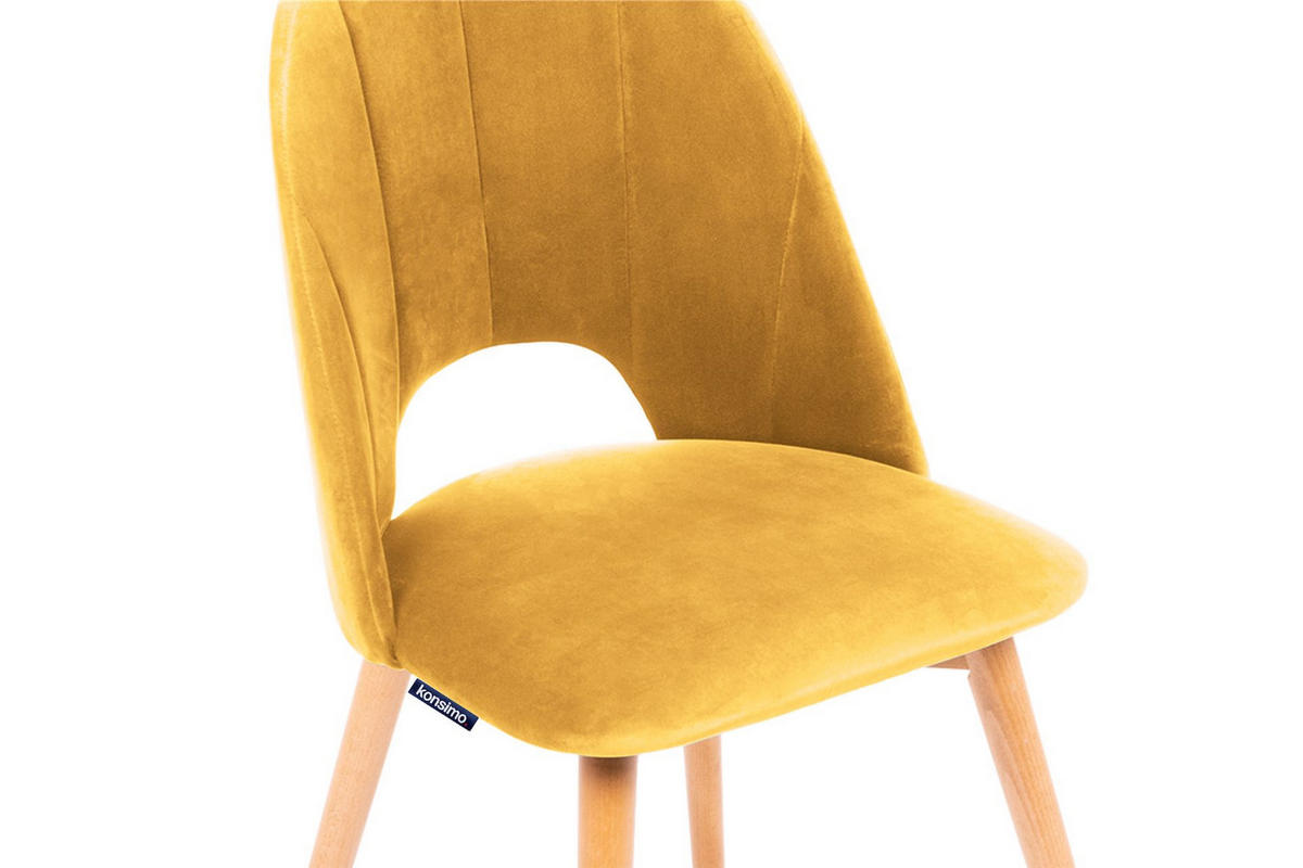 ESSZIMMERSTUHLE TINO 2-tlg Velours-Sitz, Gelb - Eichefarben/Gelb, Holz/Textil (48/86/44cm) - KONSIMO®