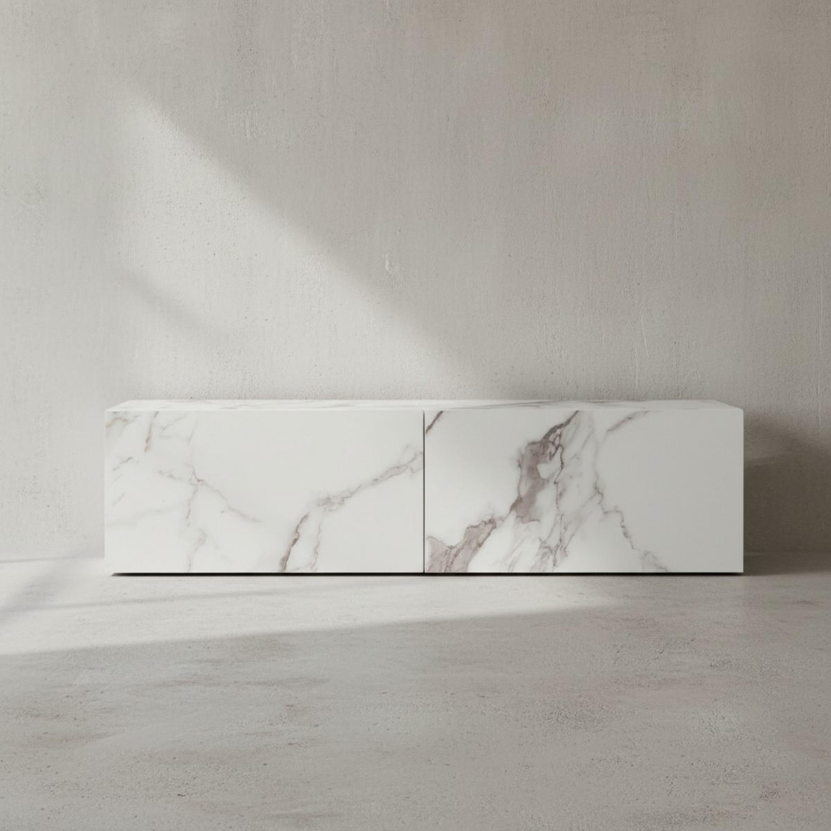 TV-LOWBOARD hängend, Marmor-Optik, Klapptüren, modern, Weiß 120x30x30 cm - Weiß, Metall (120/30/30cm) - KADIMA DESIGN