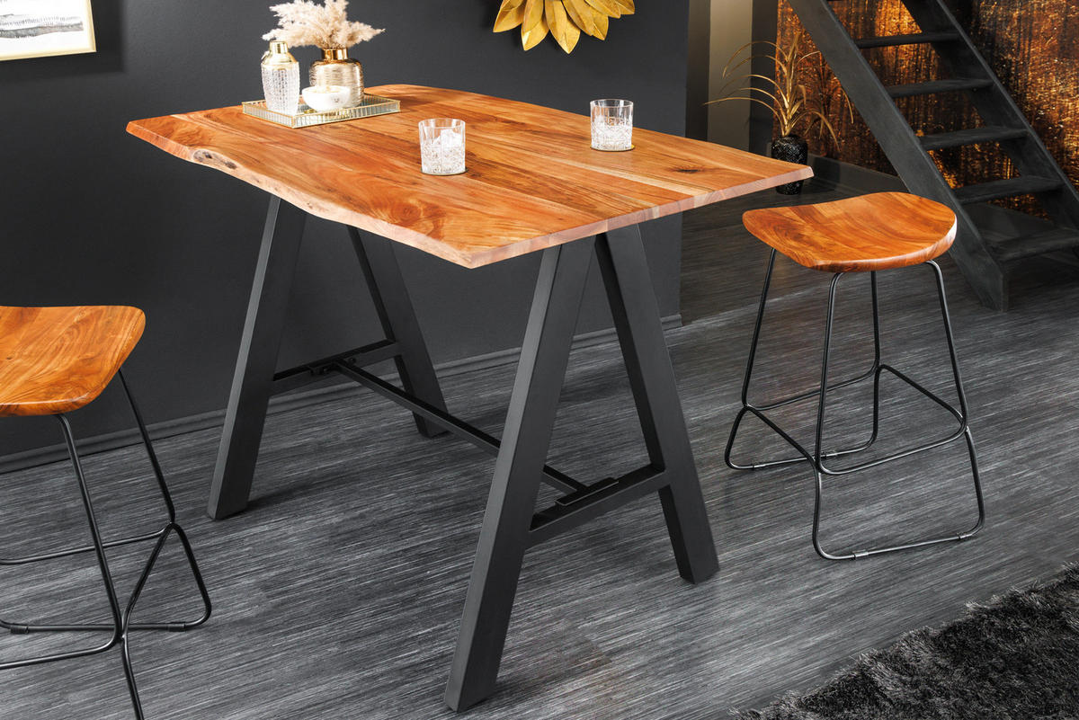 BARTISCH MAMMUT Akazie Natur 120 cm - Schwarz/Naturfarben, Holz/Metall (83/120/106cm) - riess-ambiente