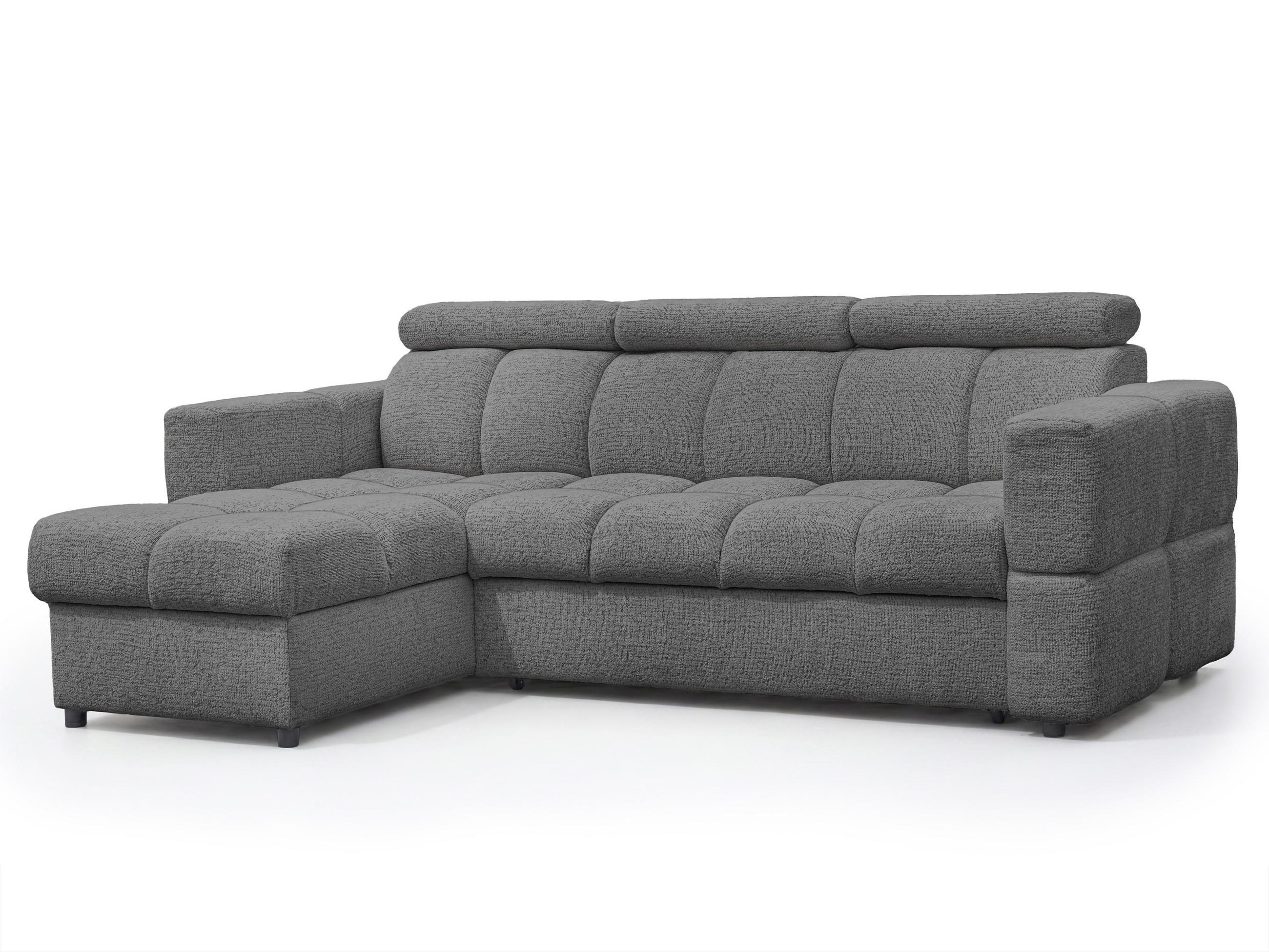 ECKSOFA BELUNO mit Schlaffunktion und Bettkasten Grau - Grau, Kunststoff/Textil (230/160cm) - Idohome