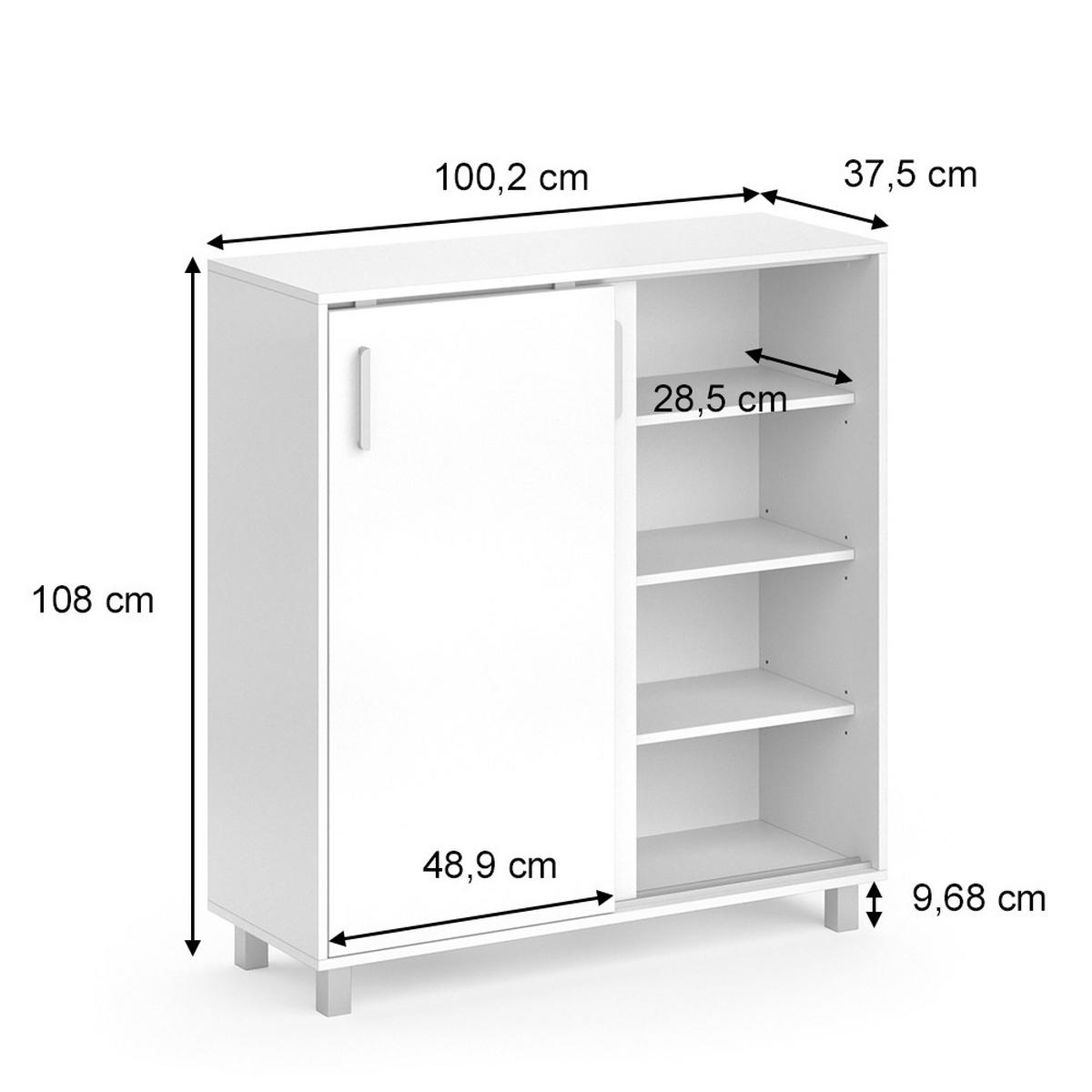 SCHUHSCHRANK Viva Weiß 100.2 x 108 cm - Weiß, Holzwerkstoff (100.2/108/37.5cm) - Vicco
