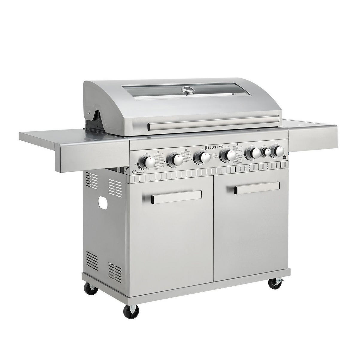 GASGRILL Minnesota silber 6+1 - Silberfarben, Metall (170/115/54cm) - Juskys