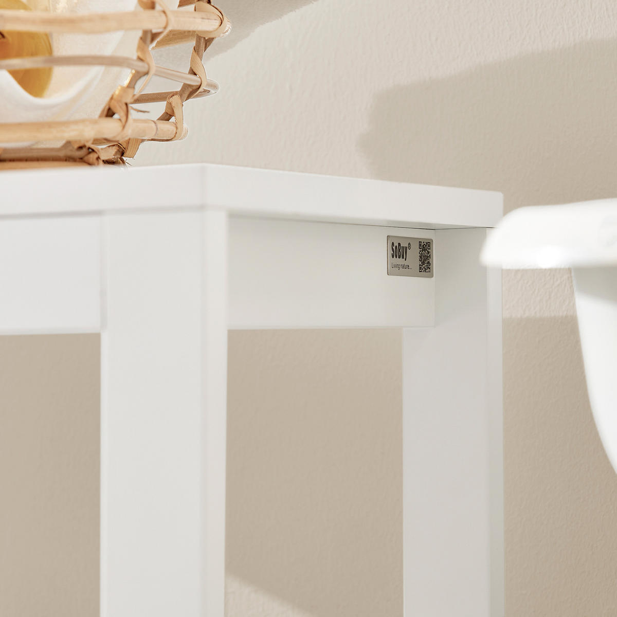 WÄSCHESCHRANK Weiß - Weiß, Holzwerkstoff (42/90/30cm) - SoBuy
