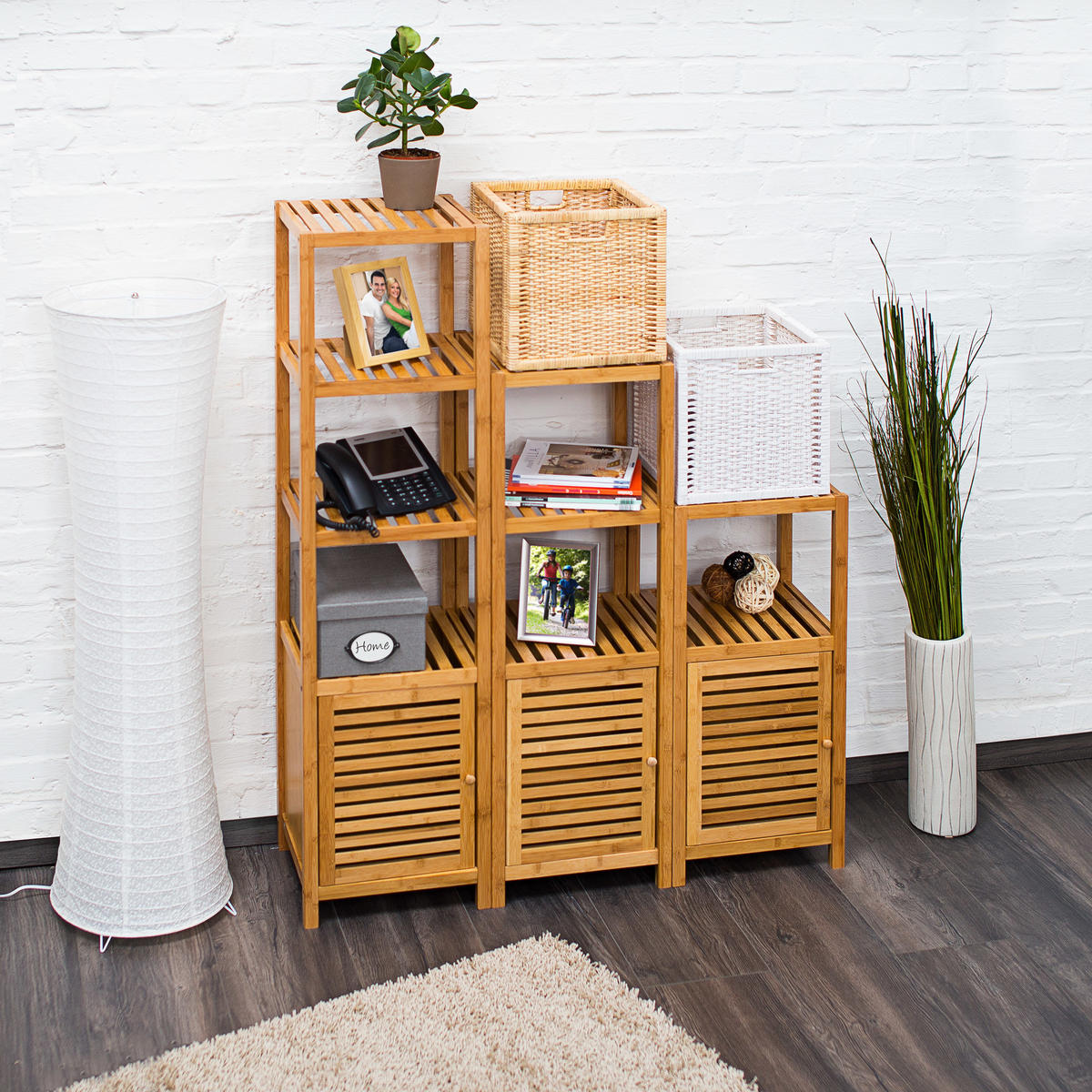 BADREGAL - Hellbraun, Holz (36.5/140/33cm) - Relaxdays