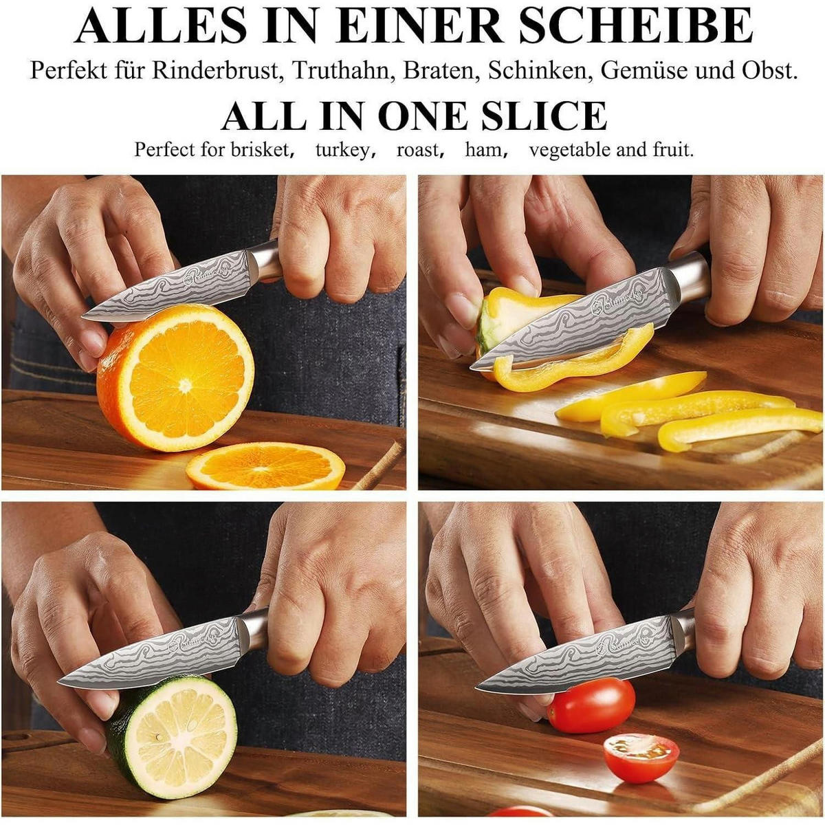 GEMÜSEMESSER 9 cm mit ergonomischem Griff - Silberfarben, Metall (20cm)