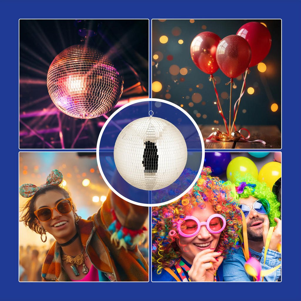 Thumbnail - Relaxdays Discokugel, Beige, Textil, Glas, Rund, 40x40x40 cm, Dekoration