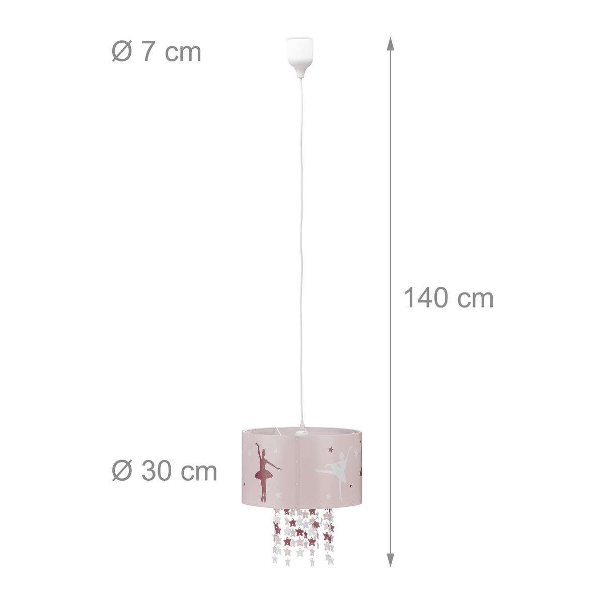 HÄNGELAMPE - Rosa, Kunststoff/Textil (30/30/140cm) - Relaxdays