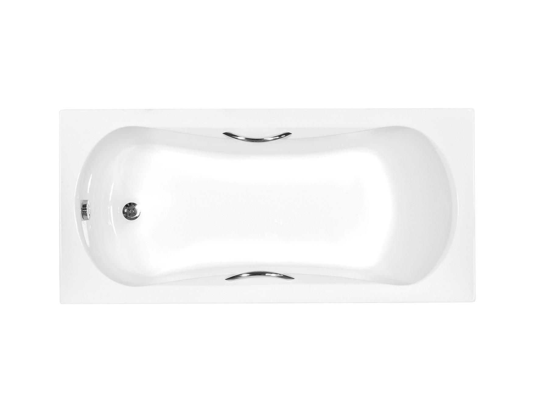 BADEWANNE Rechteck ARIA PLUS 160/70 mit Träger und Handgriffen Ablauf Füße - Weiß, Kunststoff (70/50/160cm) - bad land