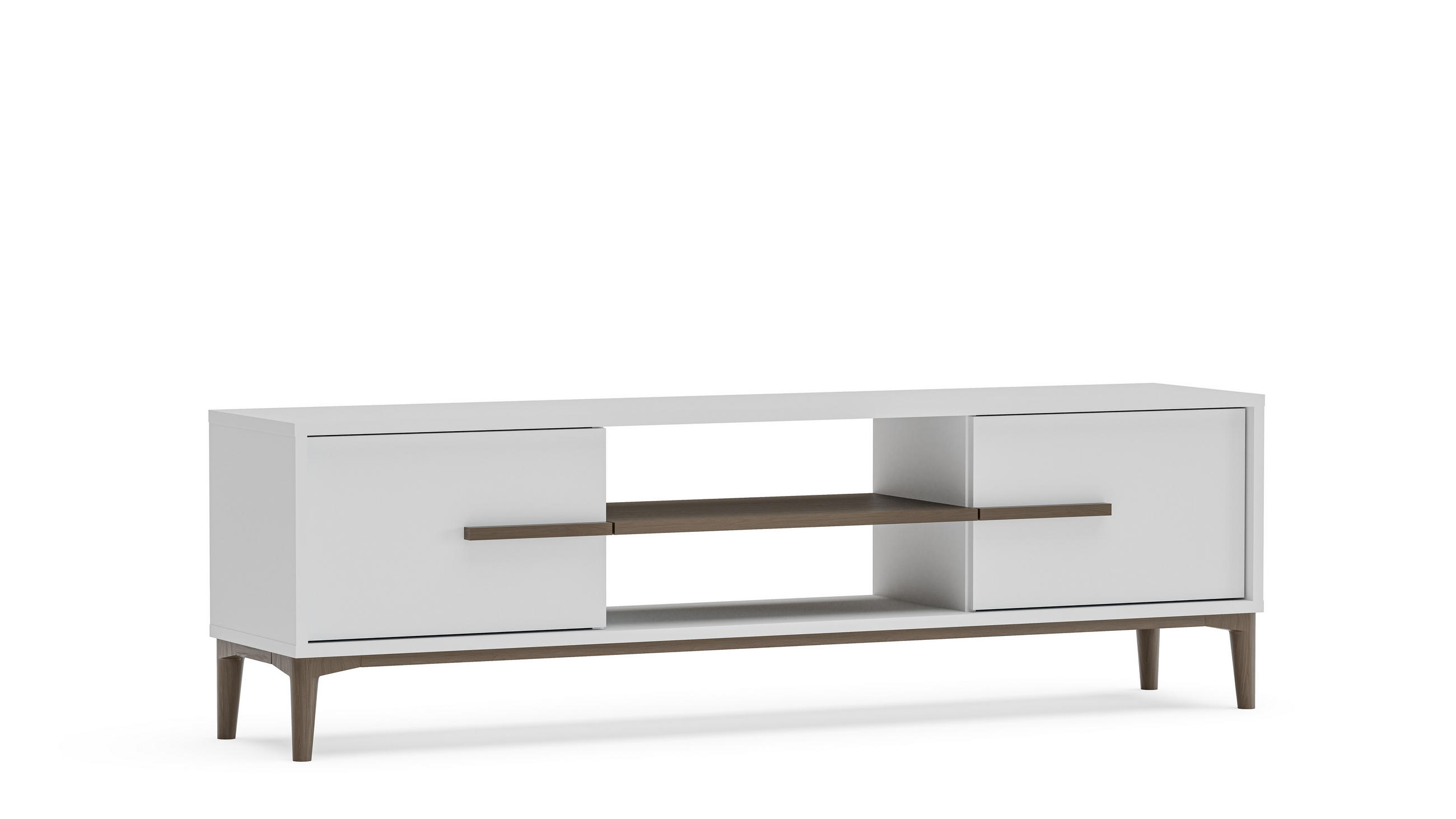TV-ELEMENT Eslem Weißer Walnuss - Weiß, Holzwerkstoff (120/45/30cm) - Decorotika