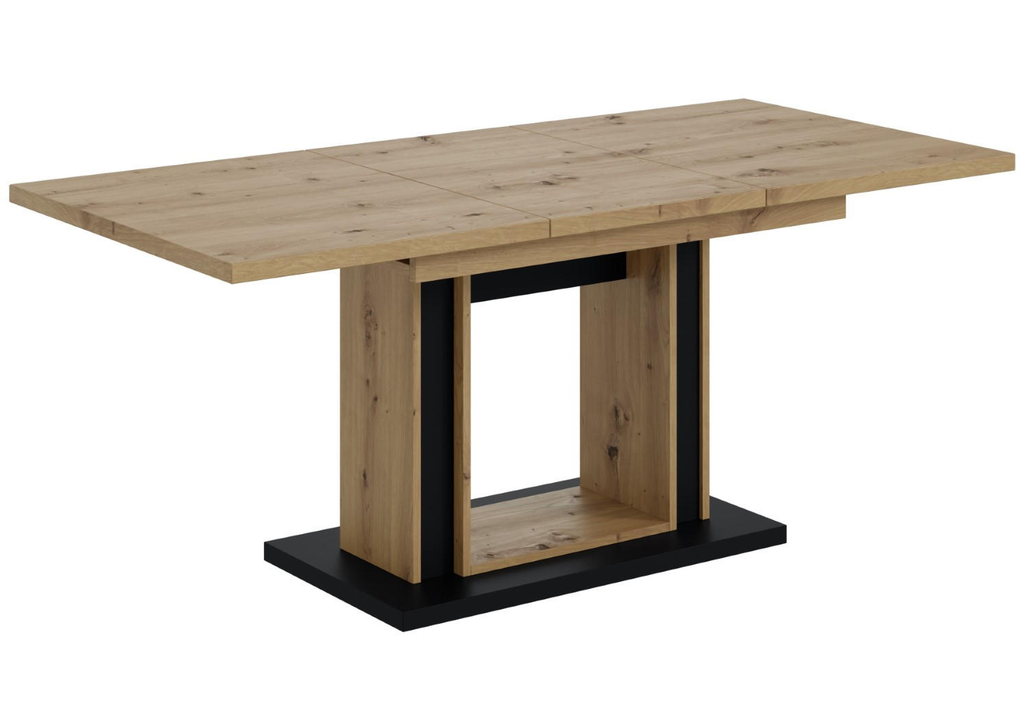 ESSTISCH ausziehbar 140 -180x90x75 cm - Artisan Eiche Optik/Schwarz - REST - Eichefarben, Holzwerkstoff (140/90/75cm) - ALTDECOR