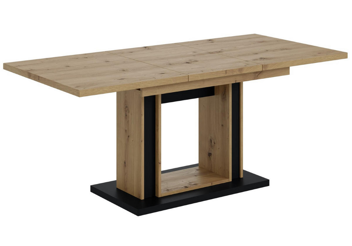 ESSTISCH ausziehbar 140 -180x90x75 cm - Artisan Eiche Optik/Schwarz - REST - Eichefarben, Holzwerkstoff (140/90/75cm) - ALTDECOR
