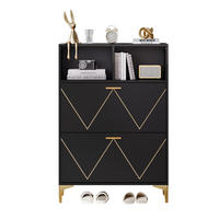 SCHUHSCHRANK Schwarz 2er-Set - Schwarz, Holzwerkstoff (80/117/25cm) - PANGIVO