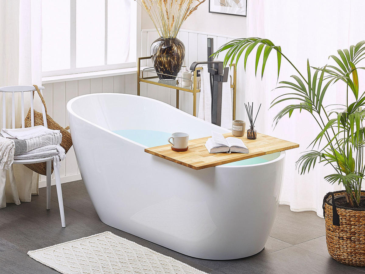 BADEWANNE FREISTEHEND 78x170x72 cm weiß Solarte - Weiß, Kunststoff (78/72/170cm) - Beliani