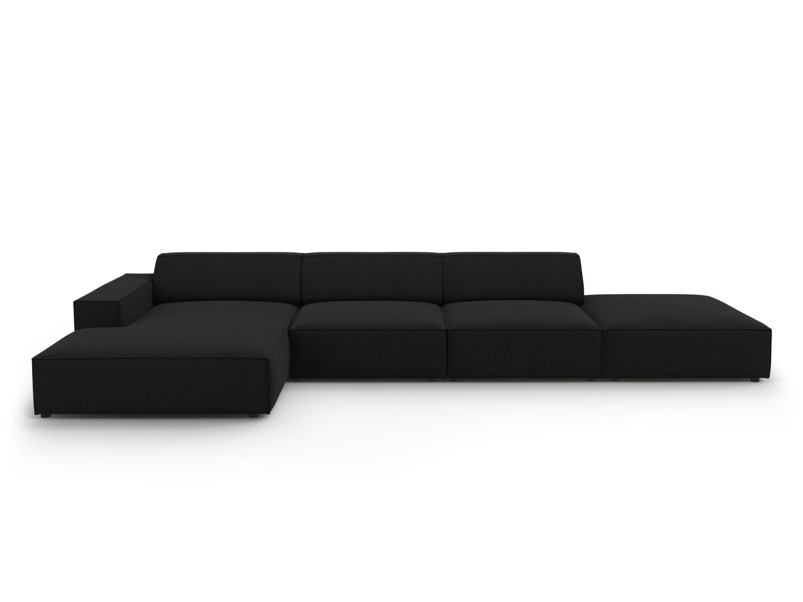 ECKSOFA links Jodie aus strukturiertem Stoff schwarz 5 Sitzplätze - Schwarz, Textil (166/341cm) - Micadoni