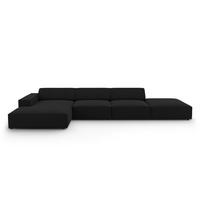 ECKSOFA links Jodie aus strukturiertem Stoff schwarz 5 Sitzplätze - Schwarz, Textil (166/341cm) - Micadoni