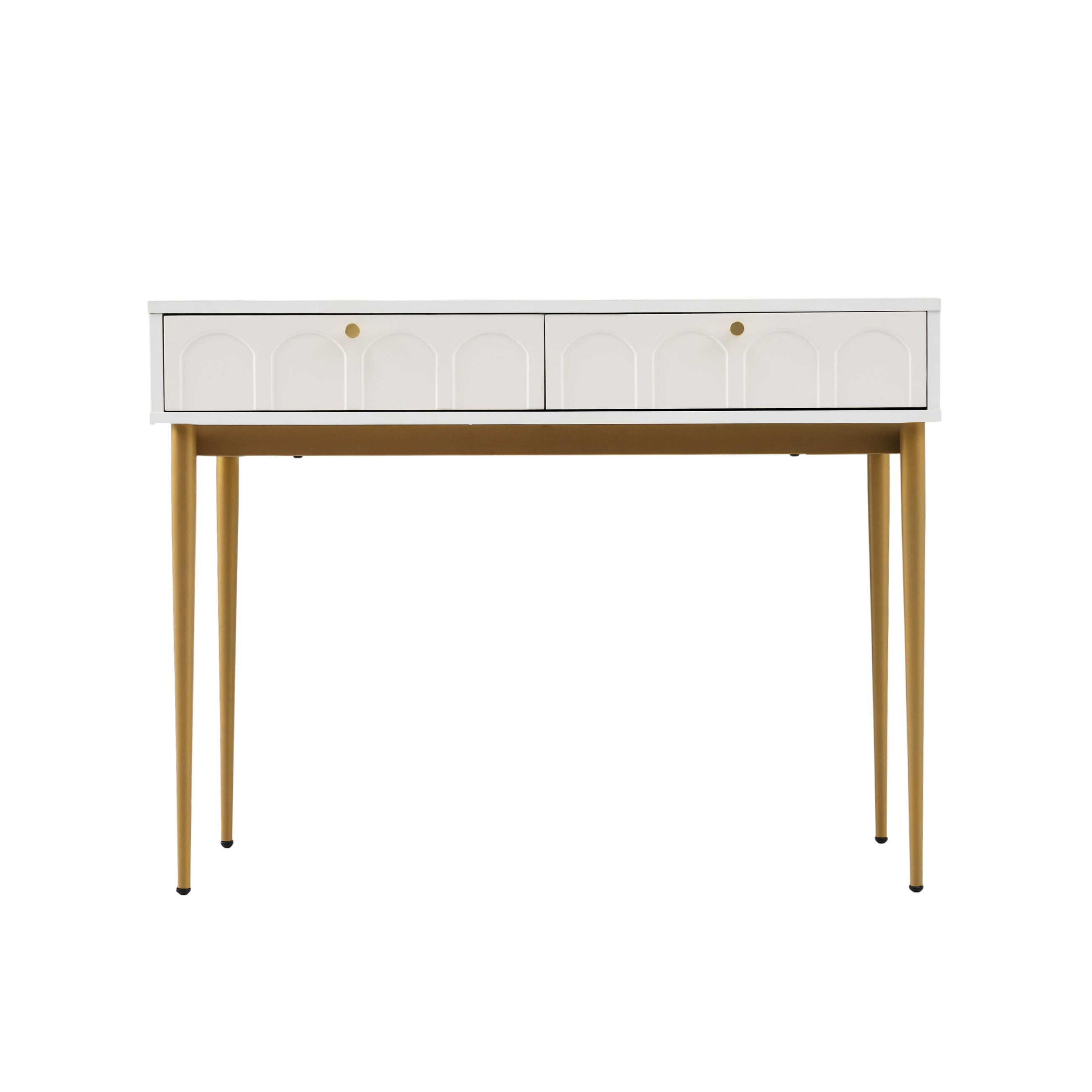 KONSOLENTISCH Cremeweiß und Golden 100/76,5/45 cm - Beige, Holzwerkstoff/Metall (100/76.5/45cm) - Urban Meuble
