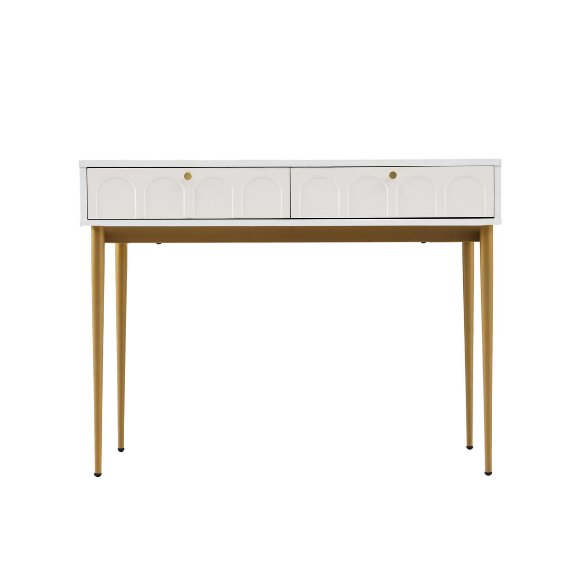 KONSOLENTISCH Cremeweiß und Golden 100/76,5/45 cm - Beige, Holzwerkstoff/Metall (100/76.5/45cm) - Urban Meuble